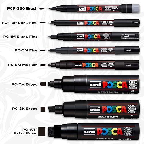 Posca in verschillnede puntdiktes