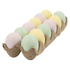 Doosje Met Kunststof Eieren Pastel . Afm. 6 Cm 12 Stuks