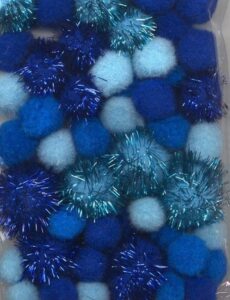 Pom Poms Set Blauw Incl Glitter 50 St 2 Cm, 2.5 Cm, 3.5 Cm