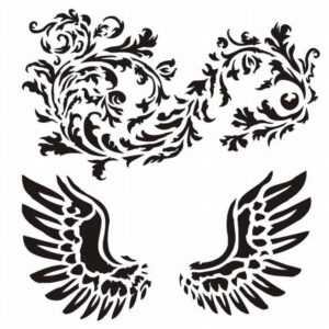 13 Arts Mixed Media Stencil Wings With Ornament