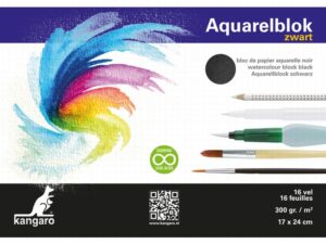 Kangaro Aquarelblok Zwart 17 X 24 16 Vel 300 Grams
