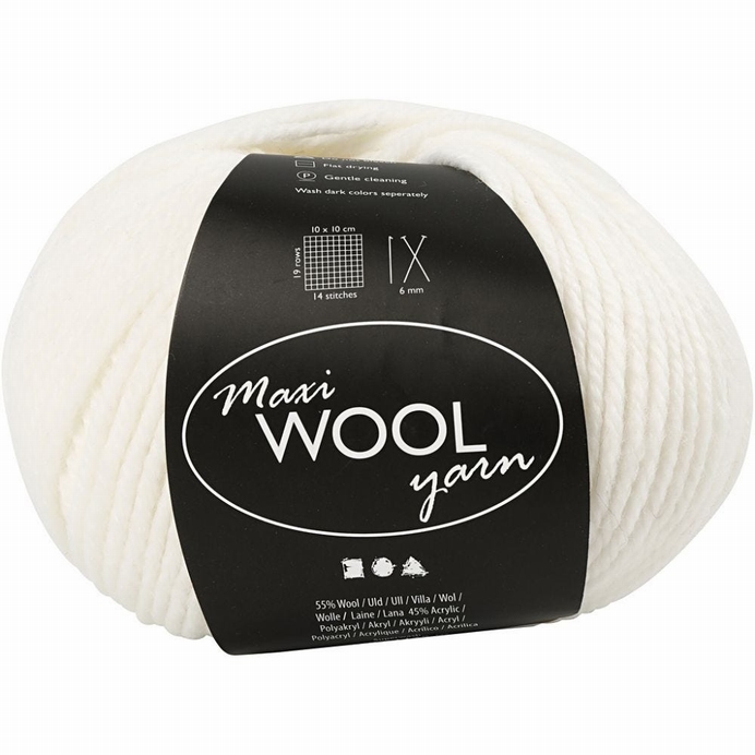 Maxi Wool Yarn Off White, L: 125 M, 100 Gr