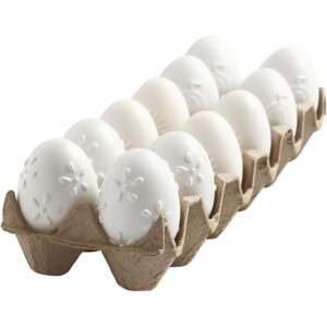 Plastic Ei, Patroon, H: 6 Cm, Wit, 12 Stuk/ 1 Do