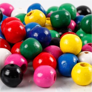 Houten Kralen Assorti D 12 Mm, Gatgrootte 2,5 3 Mm 22 Gr