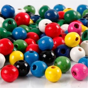 Houten Kralen Assorti D 8 Mm, Gatgrootte 1,5 2 Mm 15 Gr
