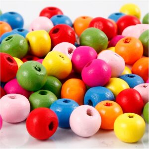 Houten Kralen Mix D 8 Mm, Gatgrootte 1,5 2 Mm 16 Gr