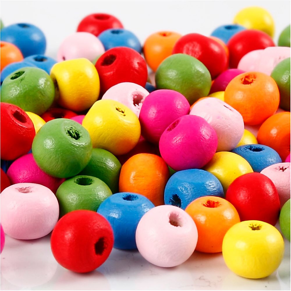 Houten Kralen Mix D 8 Mm, Gatgrootte 1,5 2 Mm 16 Gr