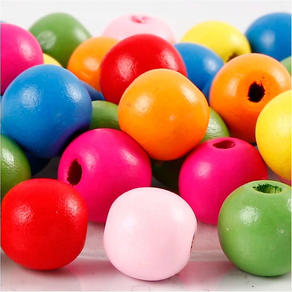Houten Kralen Mix D 12 Mm, Gatgrootte 2,5 3 Mm 22 Gr