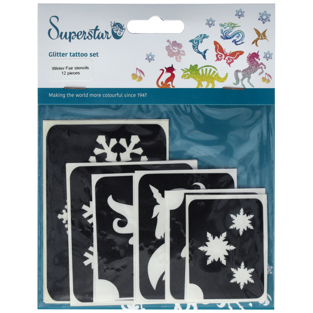 Winter Fair Glitter Tattoo Stencils (12 Pcs)
