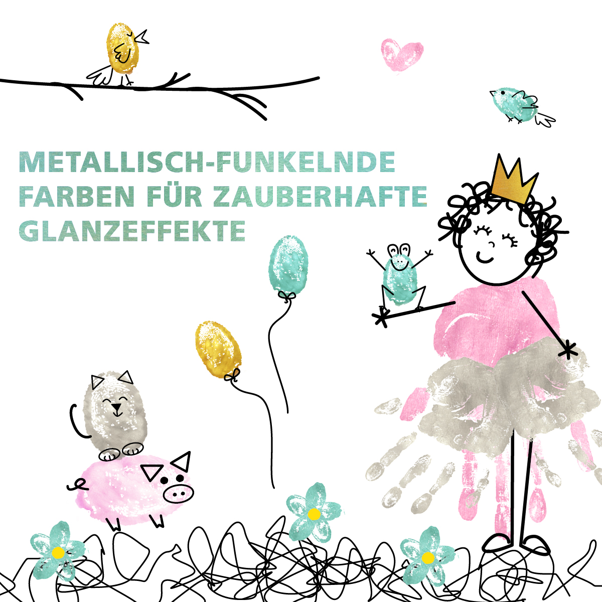 Viva Kids Vingerverf Glitter Set – 4x 100 Ml Gallery Image 2
