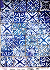 Cadence Rijst Decoupage Papier 306 30x42 Cm Blauw Mozaiek