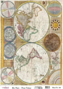 Cadence Rijst Decoupage Papier 444 30x42 Cm Wereldkaarten