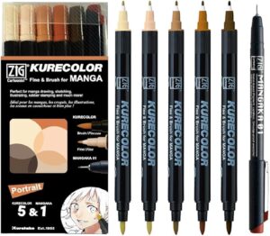 Kurecolor Fine & Brush For Manga Portrait 5+1